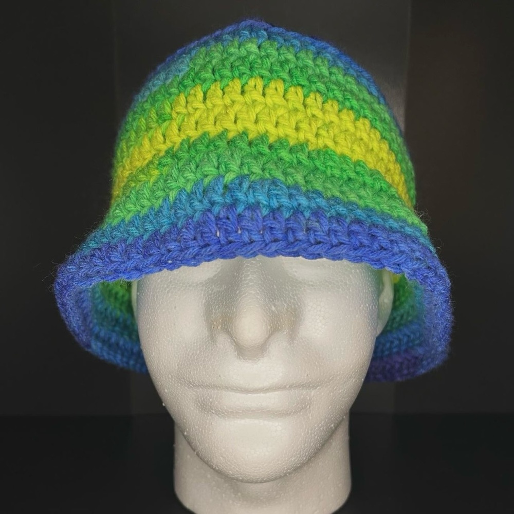 Highlighter Crochet Bucket Hat Beanie - Handmade - Unisex